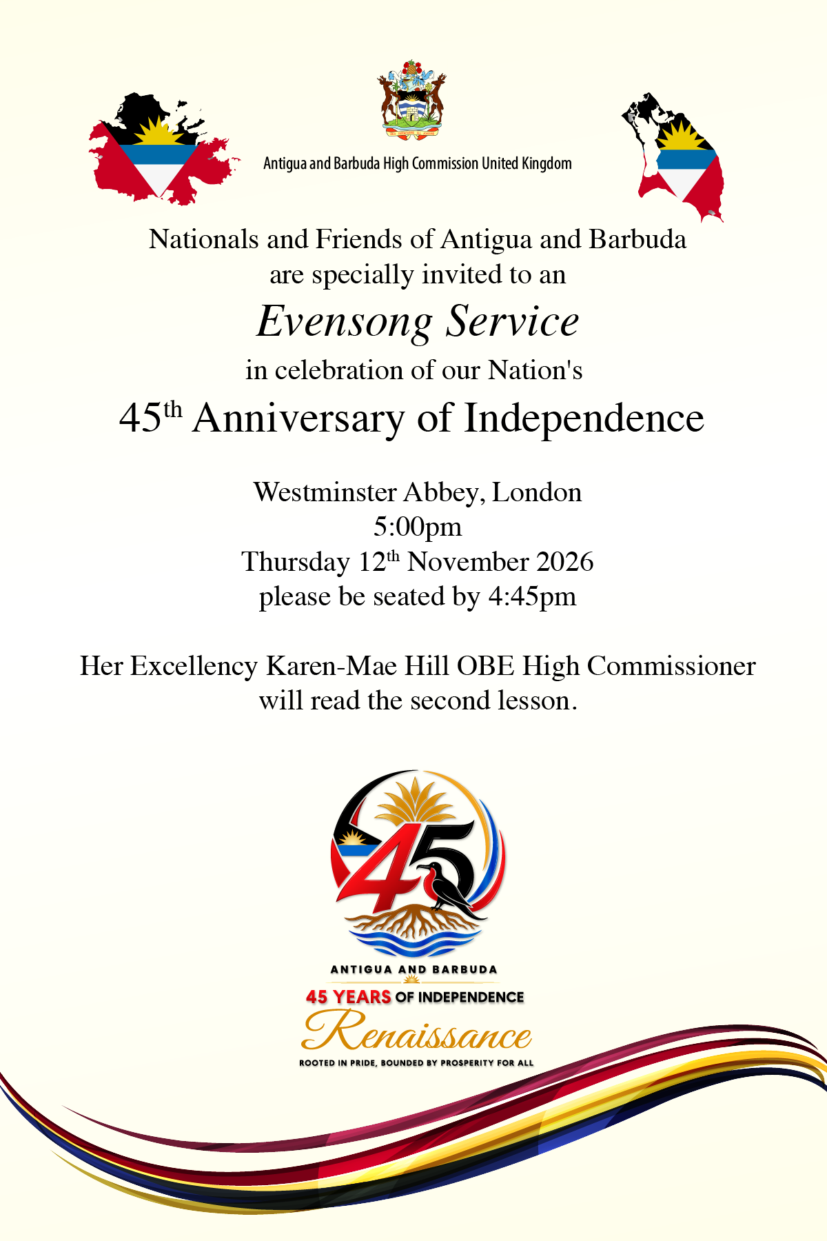 Antigua and Barbuda to Celebrate 45th Anniversary of Independence with Evensong at Westminster Abbey